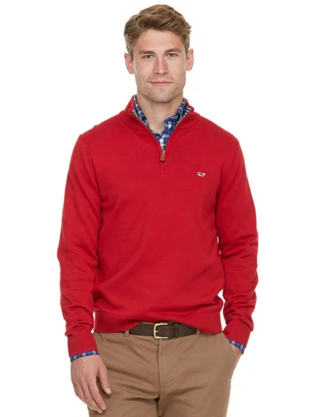 Vineyard Vines Red Quarter Zip Sweater Men’s Pullover Red Small Cotton Preppy